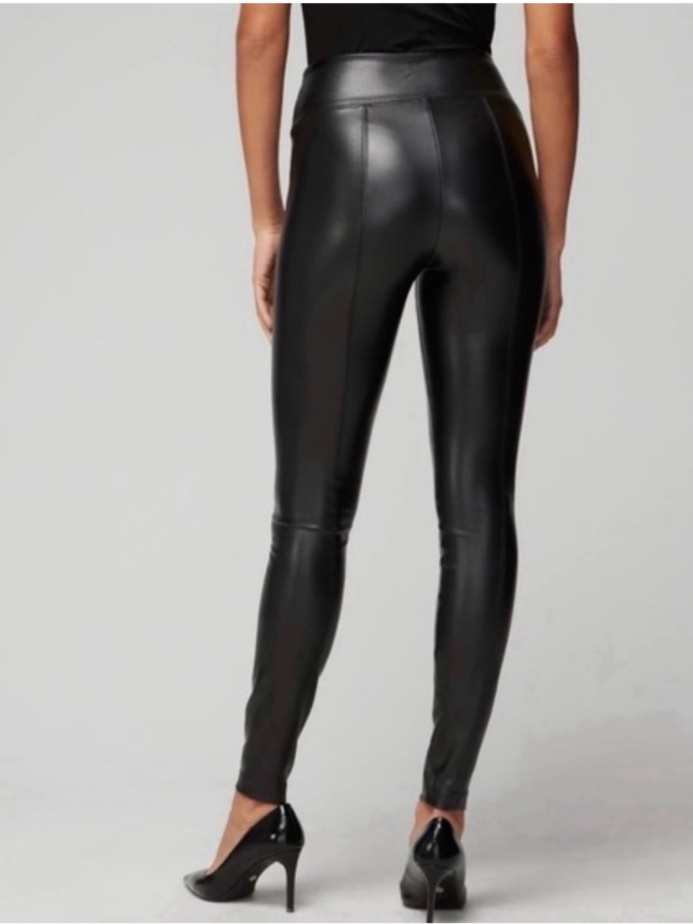 NWT WHBM Faux Leather Leggings XL Black High Rise Grease Style - Picture 2 of 6